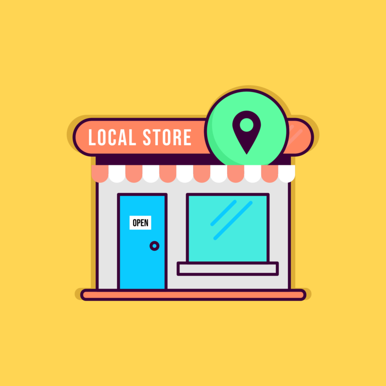 Map with location pin and SEO icons
