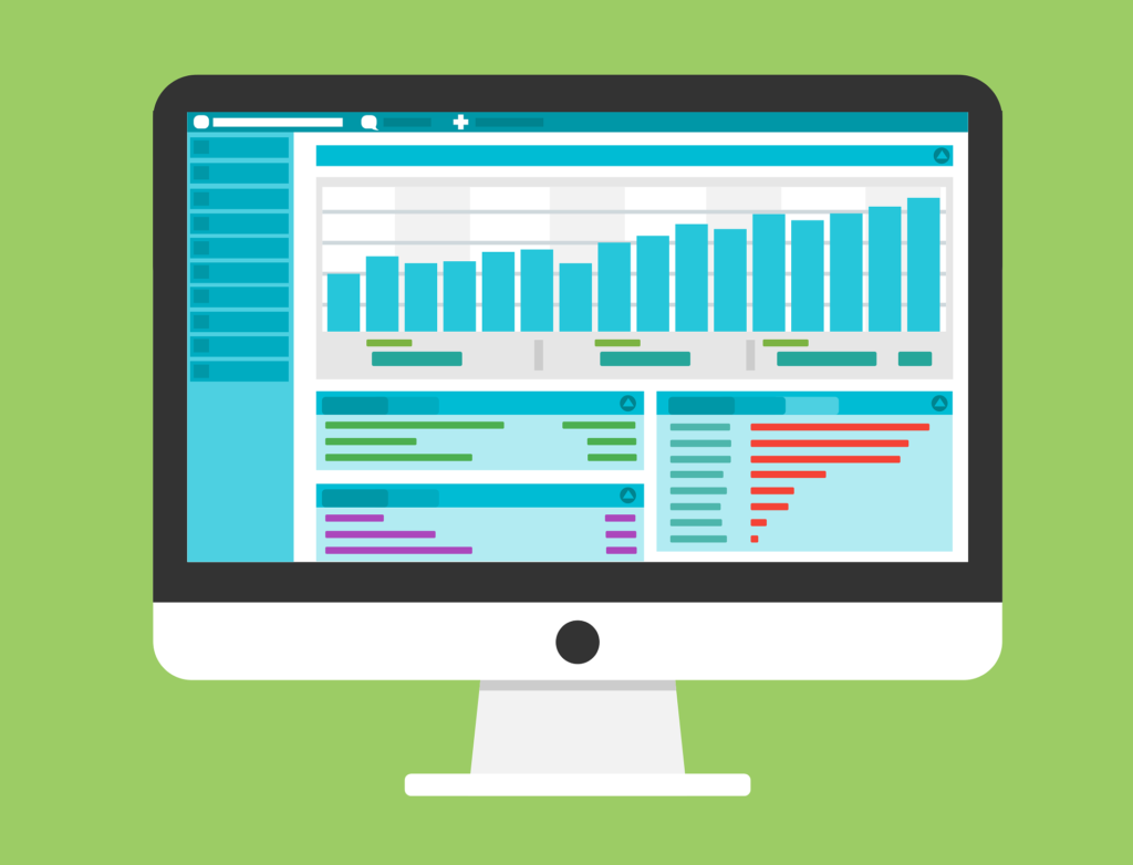 Website analytics dashboard on screen